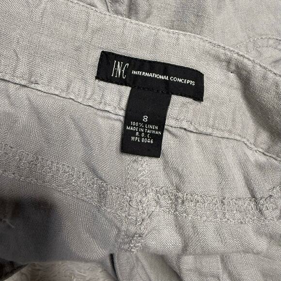 INC International Concepts 100% Linen Pants Women's 8 Wide Leg Light Gray - Picture 4 of 6